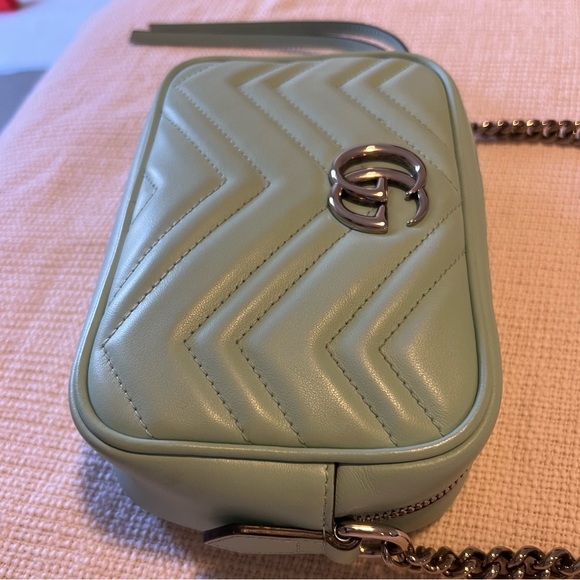 GUCCI Marmont small leather camera bag pastel sea foam green - Picture 4 of 13